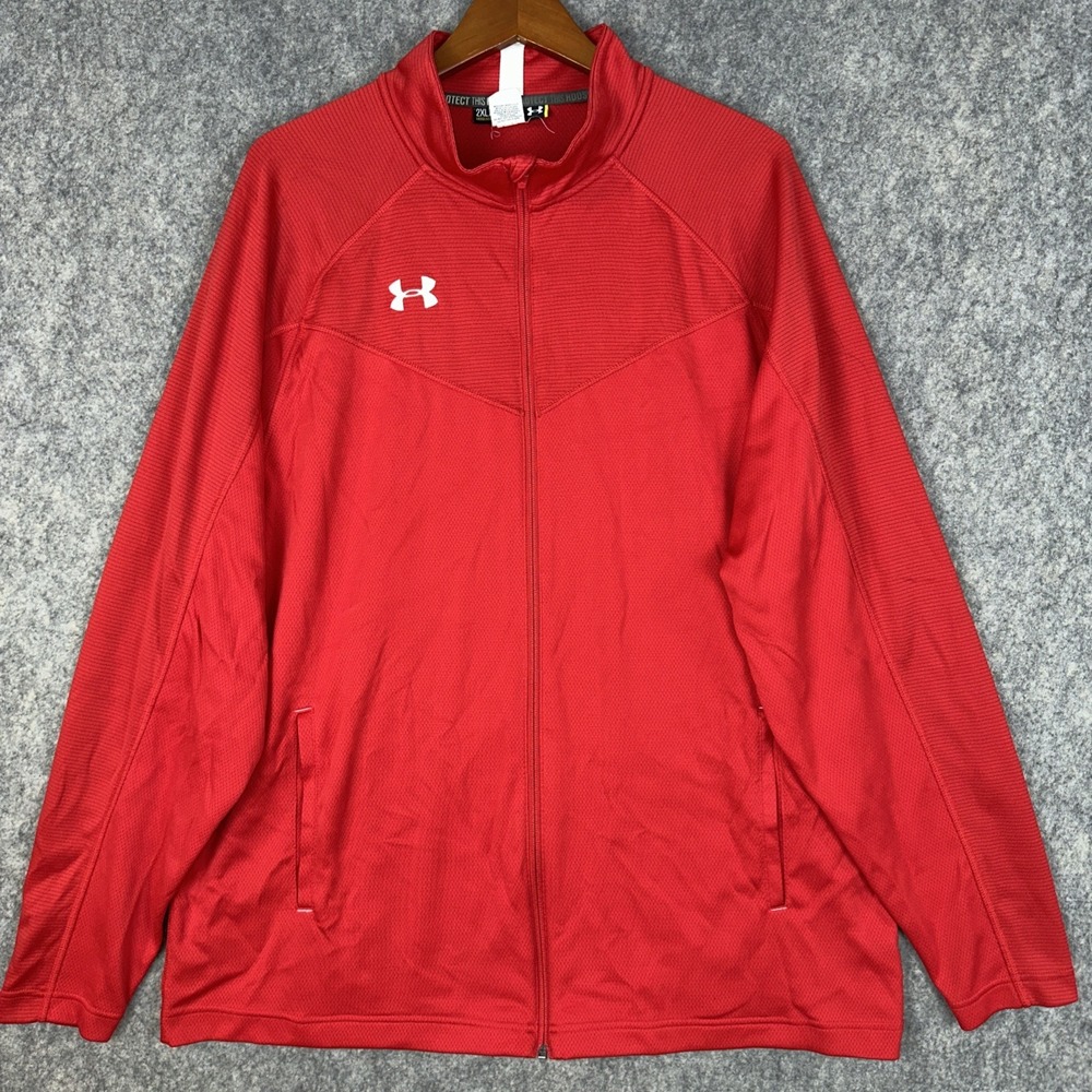 Under Armour Jacket Mens 2XL Red Protect This House Track Full Zip Lightweight